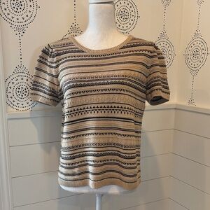 Ralph Lauren Beige and Black Patterned Short Sleeve Top